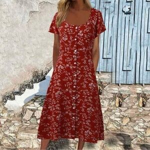 Made with Love Floral Red Dress NWT size L